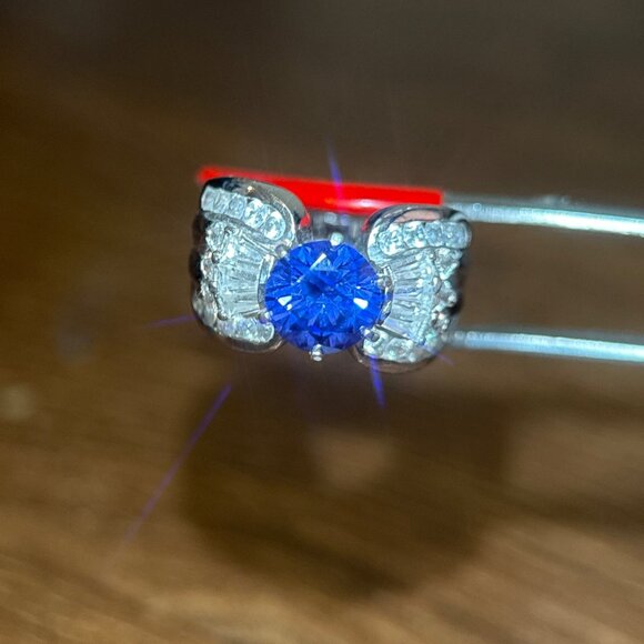 925 Blue/White Cz Ring - Picture 2 of 11
